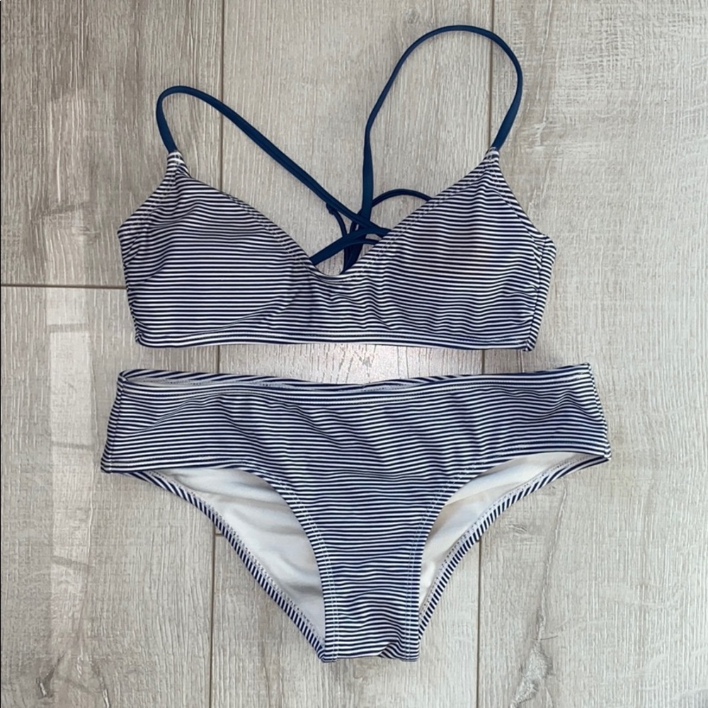 Super cute Blue and White Striped 2 piece Bikini